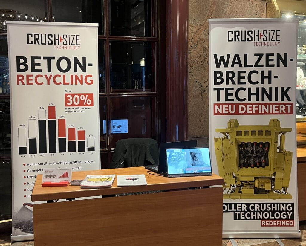 Crush+Size präsentiert innovative Walzenbrecher zum Recycling von Betonfahrbahndecken auf dem Forschungskolloquium Betonstraßenbau.